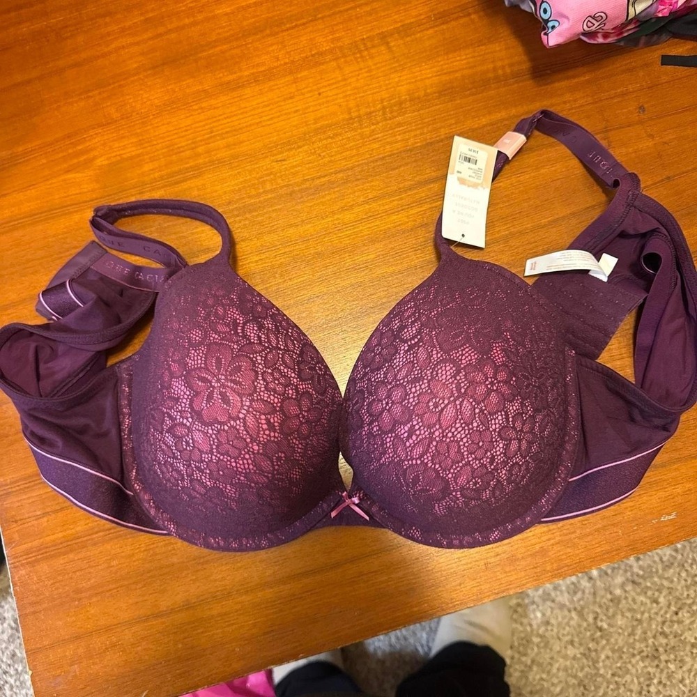 Cacique‎ Boost Plunge Purple and pink lace push up bra size 48B NWT